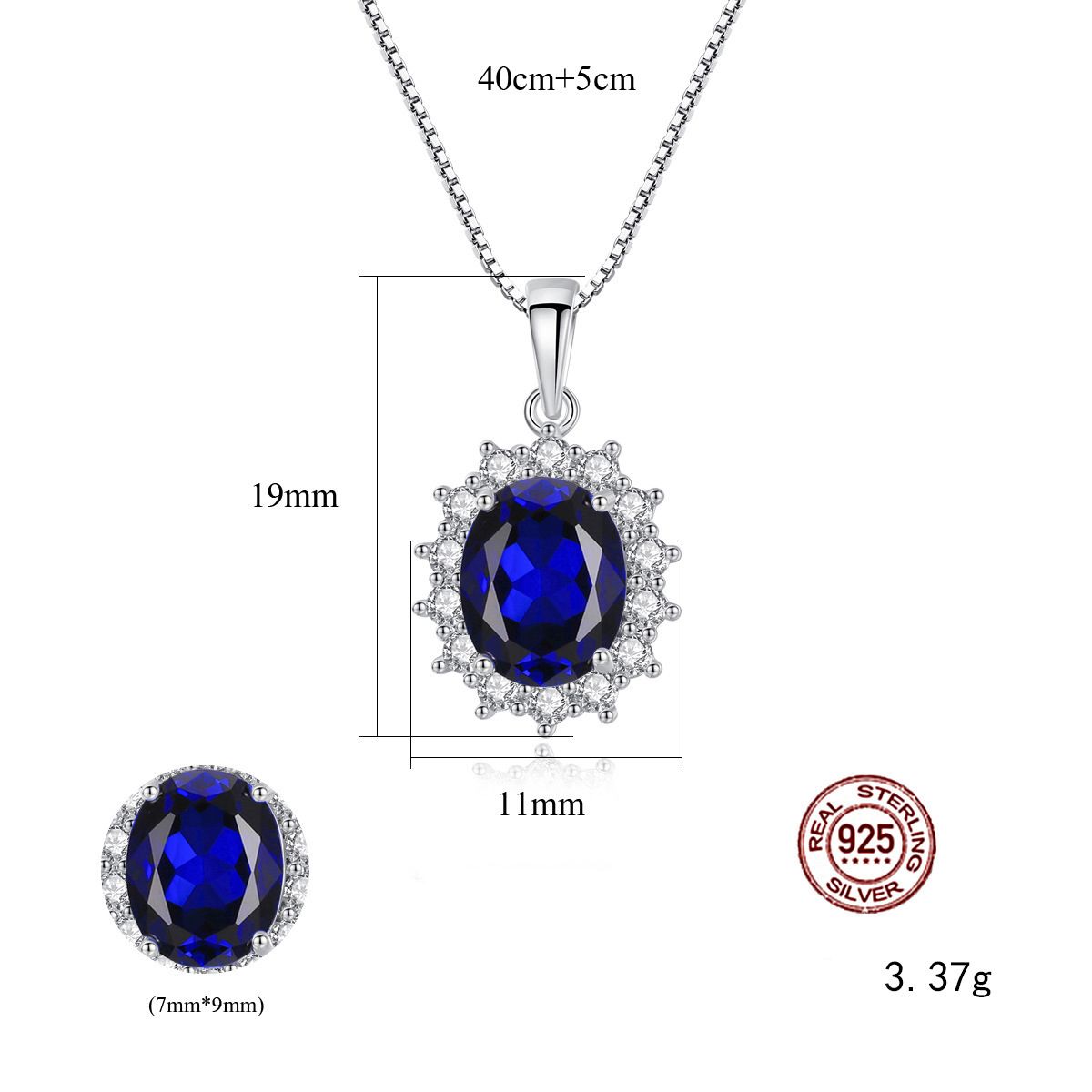 Kristal Lacivert Taşlı Kolye ve Küpe Set - N02406 Görseli